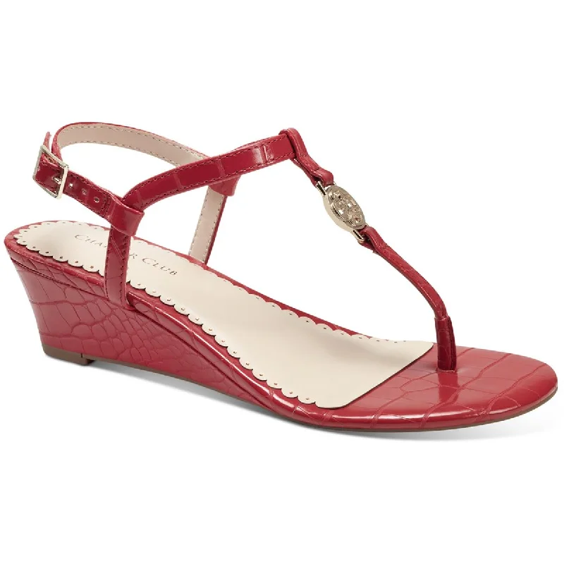 Charter Club Womens Palerrmo Thong Ankle Strap Wedge Sandals