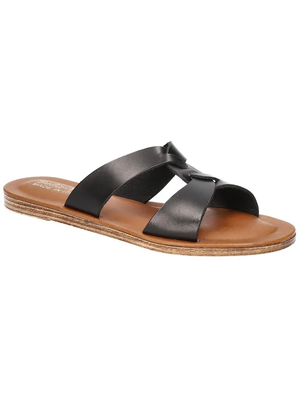 Dov-Italy Womens Leather Comfort Insole Slide Sandals