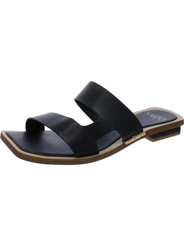 Emily  Womens Leather Open Toe Slide Sandals