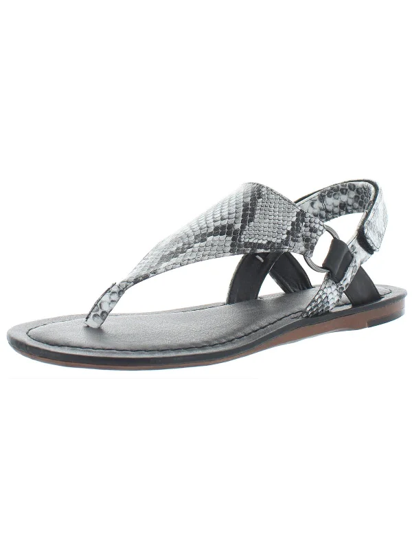 Grace Womens Faux Leather Snake Print Thong Sandals