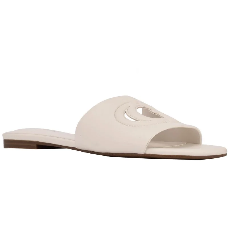 Guess Womens Tashia Faux Leather Slide Sandals