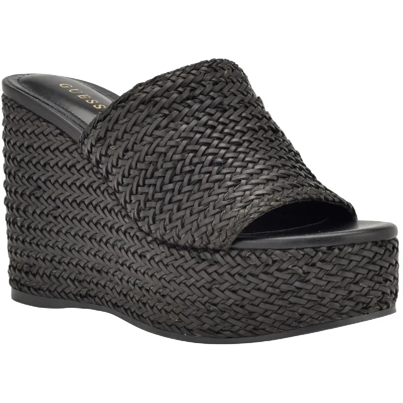 Guess Womens Yenisa Woven Slip On Mule Sandals