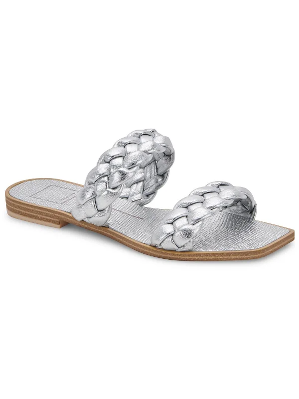 Indy Womens Faux Leather Slides Slide Sandals