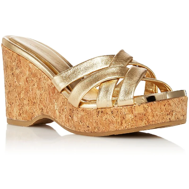 Jimmy Choo Womens MARIBOU Metallic Wedge Sandals