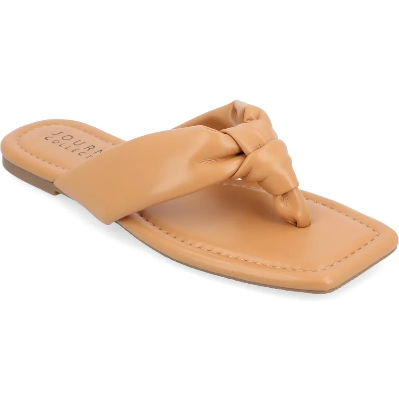 Journee Collection Womens Ares Faux Leather Slip On Thong Sandals