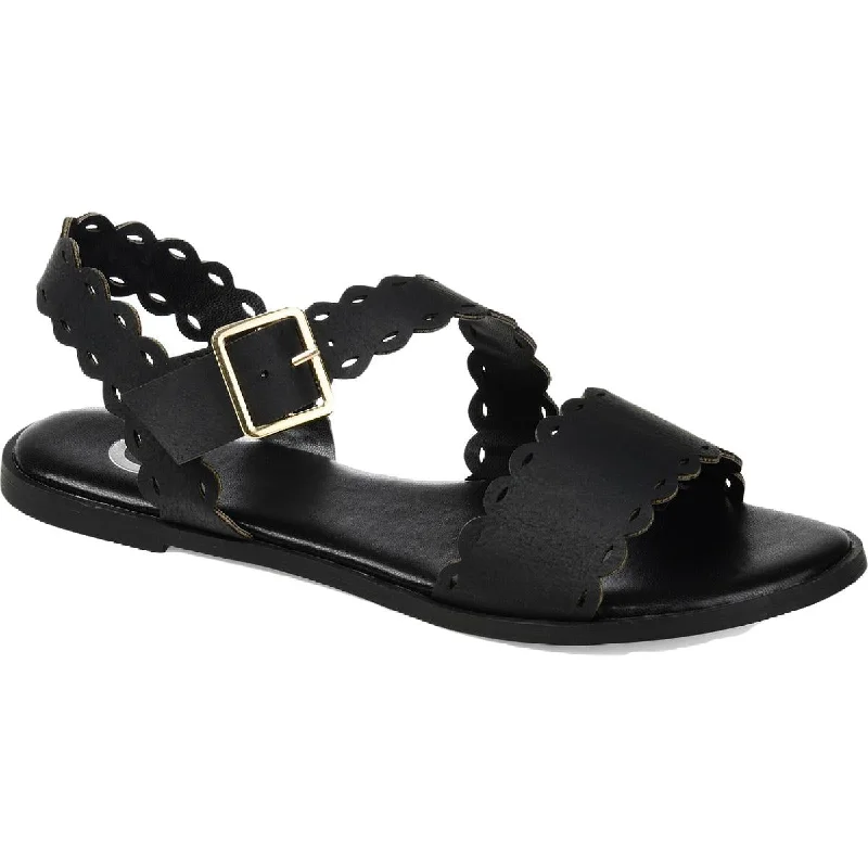 Journee Collection Womens Aubrinn Faux Leather Ankle Strap Strap Sandals