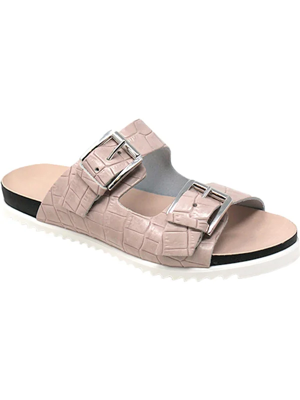 Lonnie Womens Faux Leather Slip On Footbed Sandals