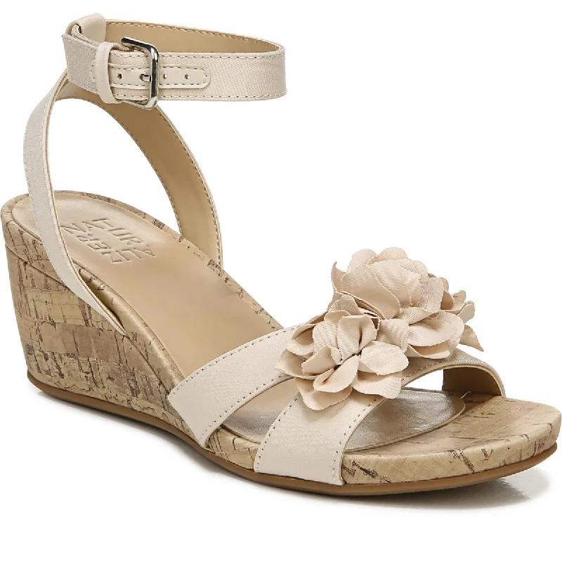 Naturalizer Womens Areda-Flower Ankle Strap  Wedge Sandals