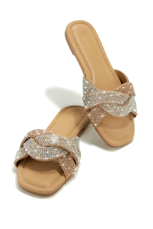 Slip Into Paradise Embellished Slip On Sandals - Nude