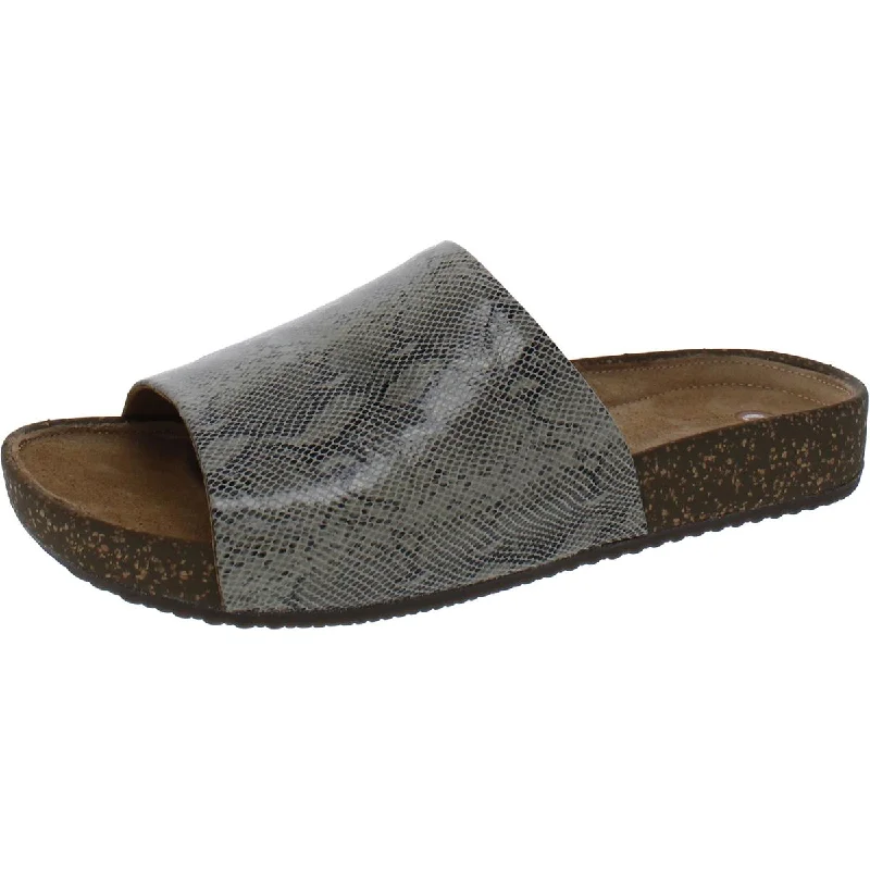 Unstructured by Clarks Womens Rosilla Hollis Leather Embossed Slide Sandals