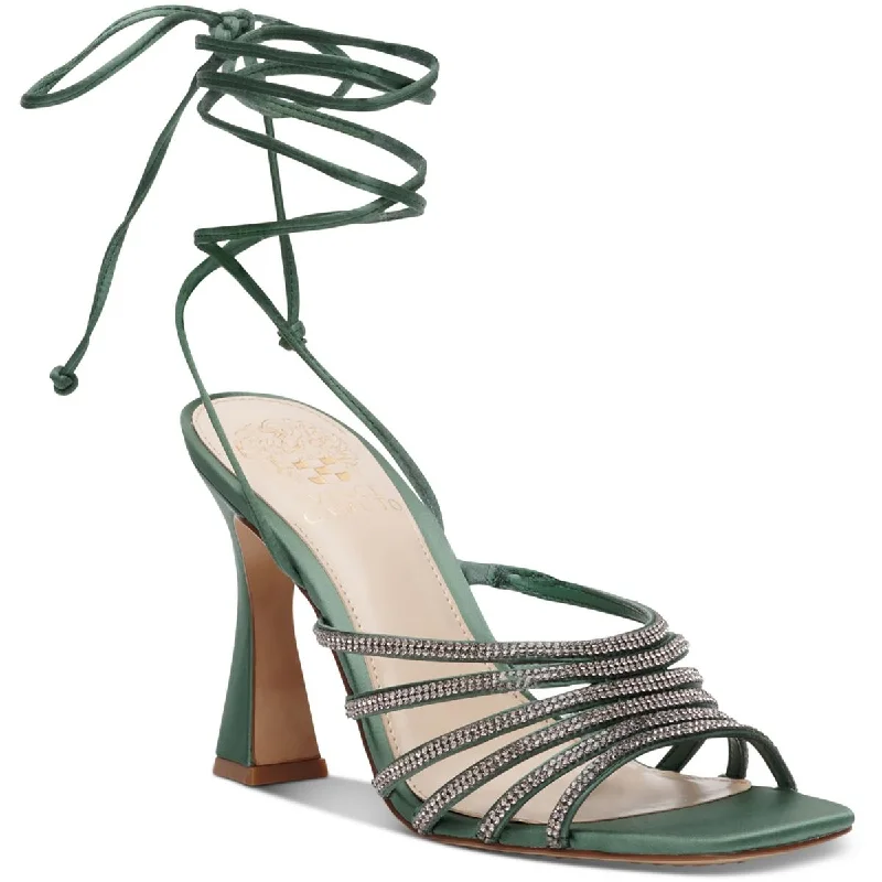 Vince Camuto Womens Rebitin Satin Rhinestone Strappy Sandals