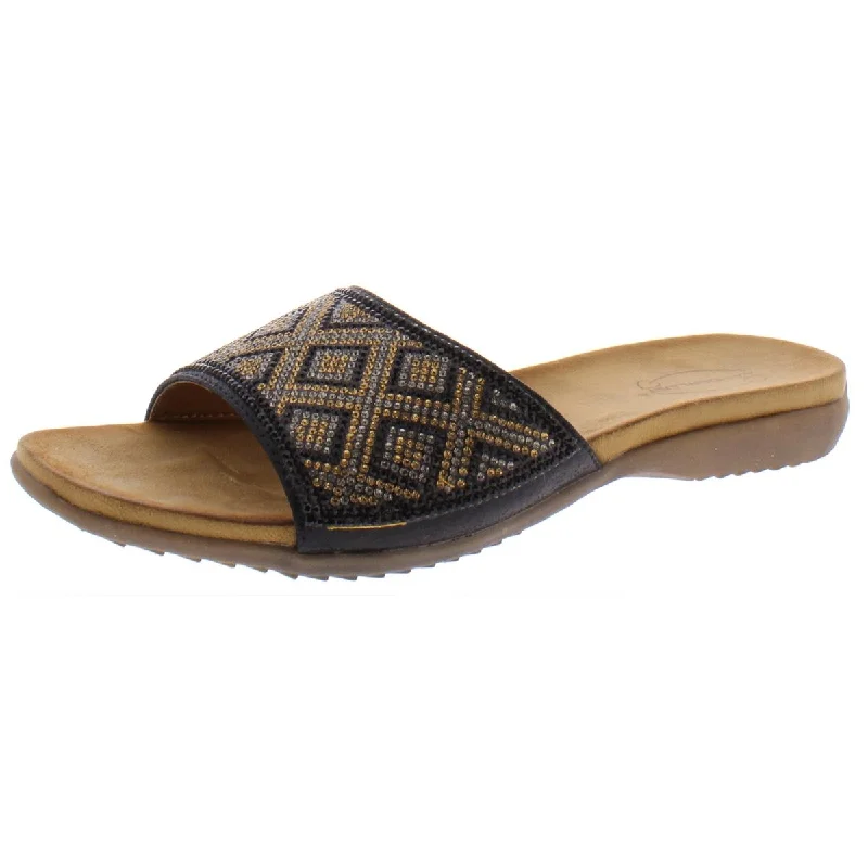 Wanderlust Womens Ana Embellished Geometric Slide Sandals