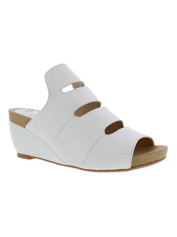 Whit Womens Faux Leather Peep-Toe Wedge Sandals