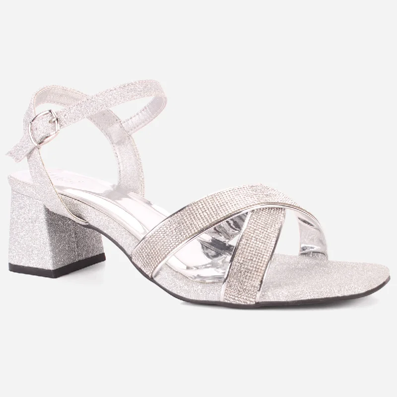 Womens "TANIT" Glittery Crossover Strap Sandals