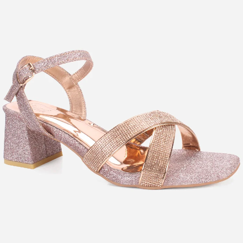 Womens "TANIT" Glittery Crossover Strap Sandals