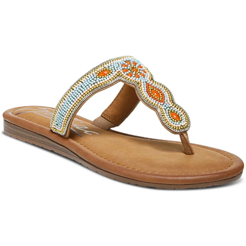 Zodiac Womens Yves Faux Leather Flip-Flop T-Strap Sandals