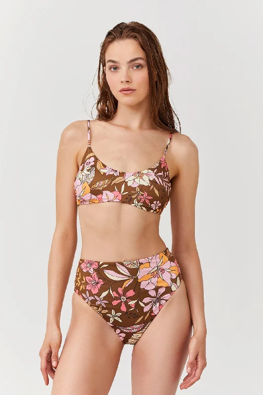 LUMA RESORT FLOWER HIGH LEG HIGH WAIST BIKINI BOTTOM