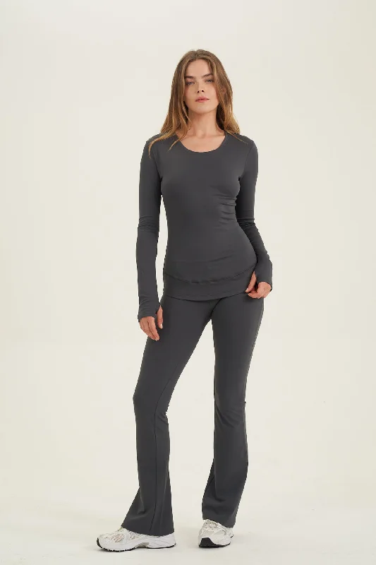 X BY GOTTEX FLARE LEG LEGGING IN CHARCOAL