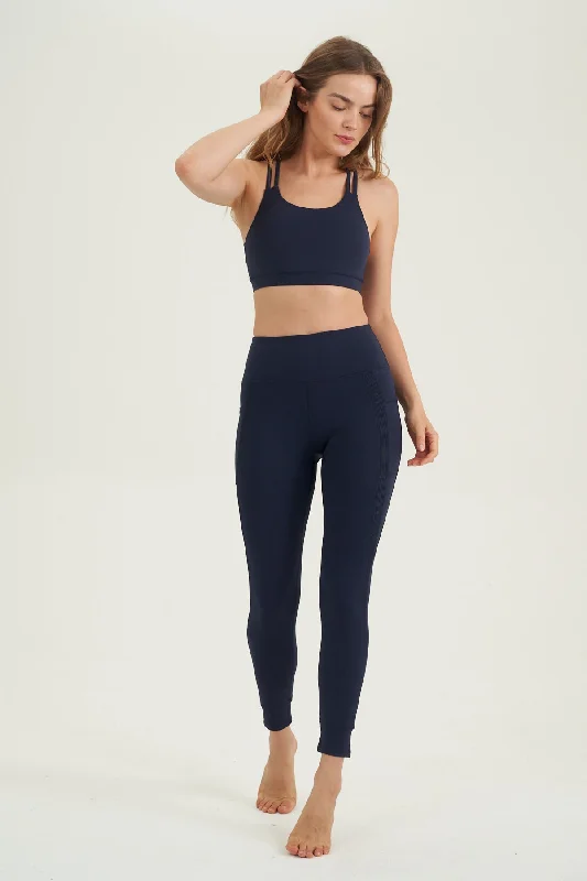 X BY GOTTEX NAVY LEGGING WITH WITH RIB INSERTS