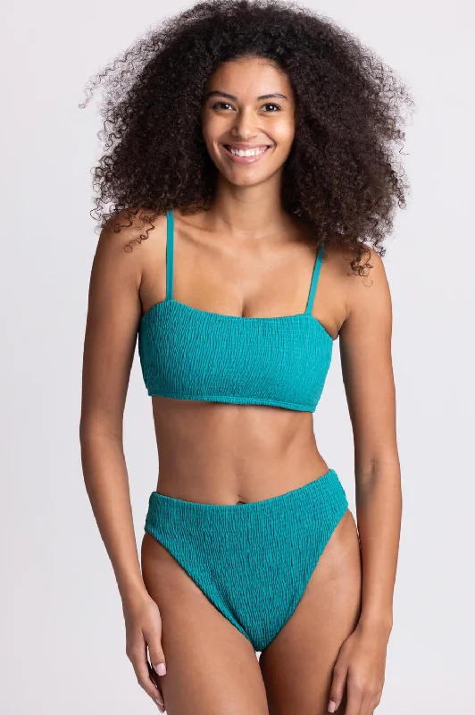 Hazel Smocked Bikini Bottom - Palm