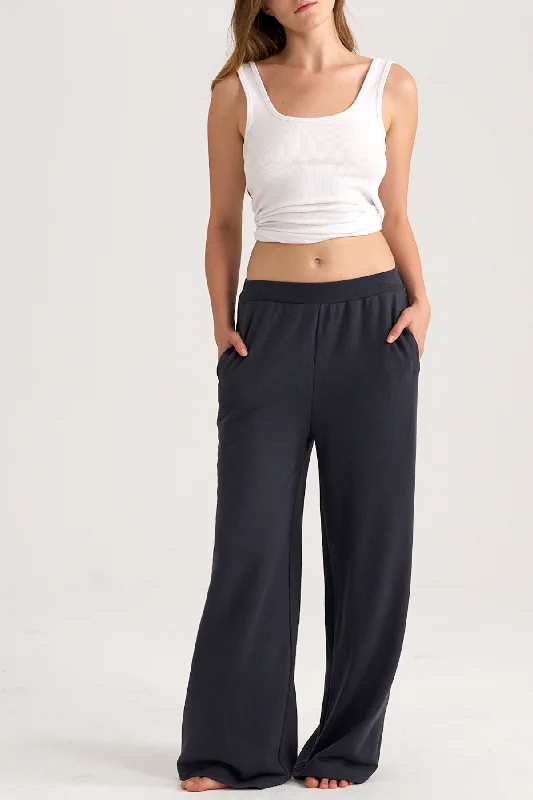 Wide leg French Terry Pants in Grey