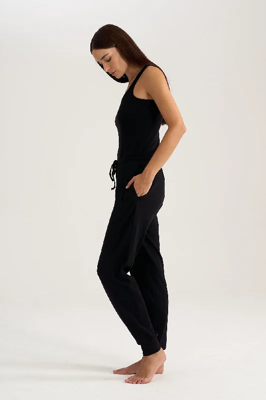 Long Rib Pants in Black