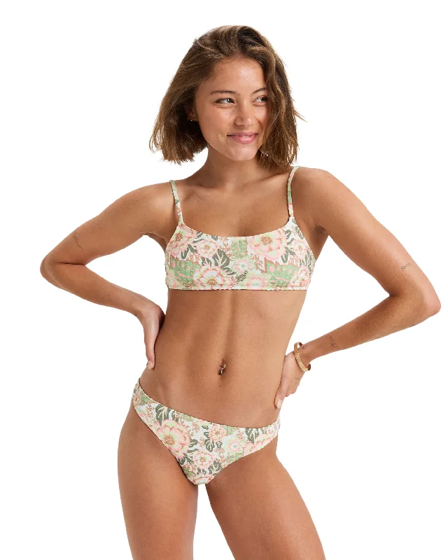 Canarias Moderate Bikini Bottoms - Oil Green Wild Flower Swim