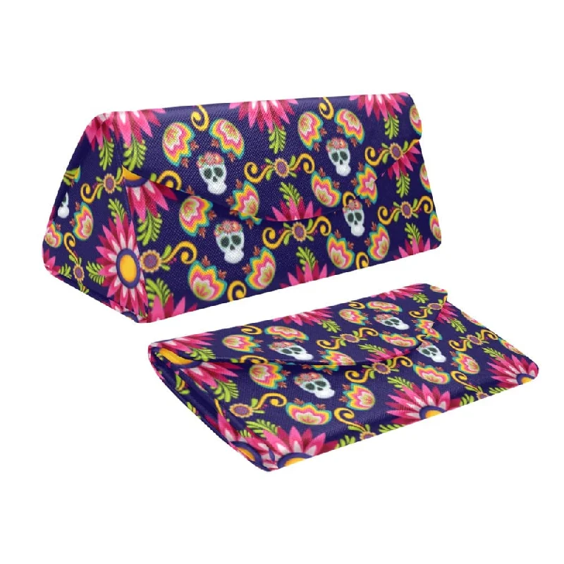 Colorful Mexican Sugar Skulls Custom Foldable Glasses Case