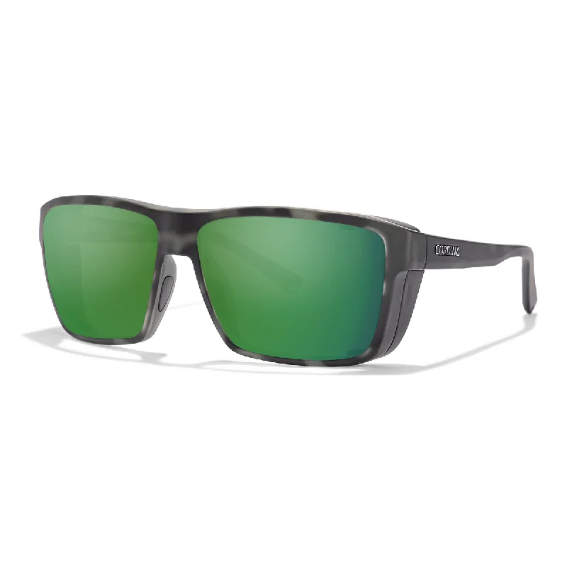 Cordina Lowlander Sunglasses-Matte Black Tort/Green Mirror Polar