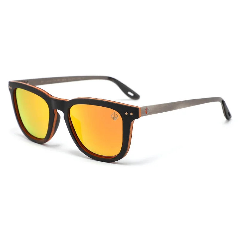 Dark Walnut with "High Viz Orange" (Mirror) Lens