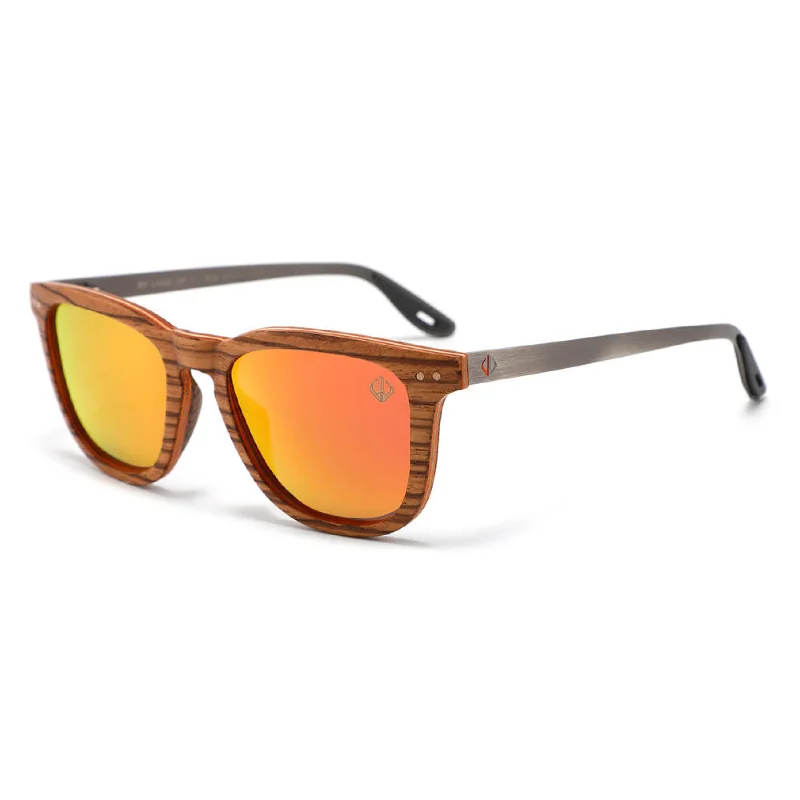 Light Walnut with "High Viz Orange" (Mirror) Lens