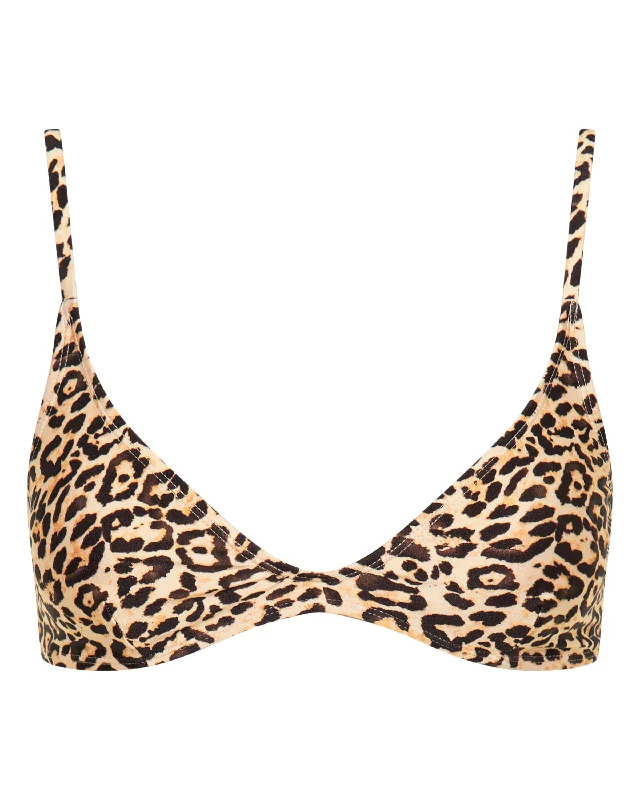 Lucy Scoop Bikini Top - Leopard