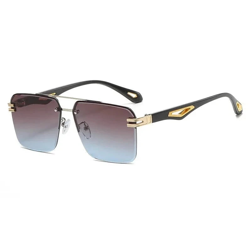 Men and Women Vintage Luxe Semi-rimless Anti-UV Square Sunglasses