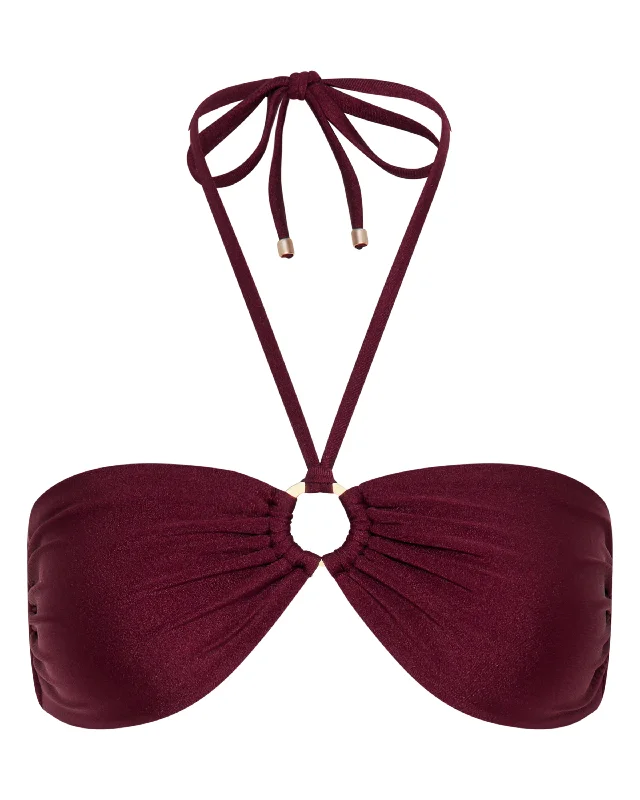 Mia Bandeau Bikini Top - Merlot