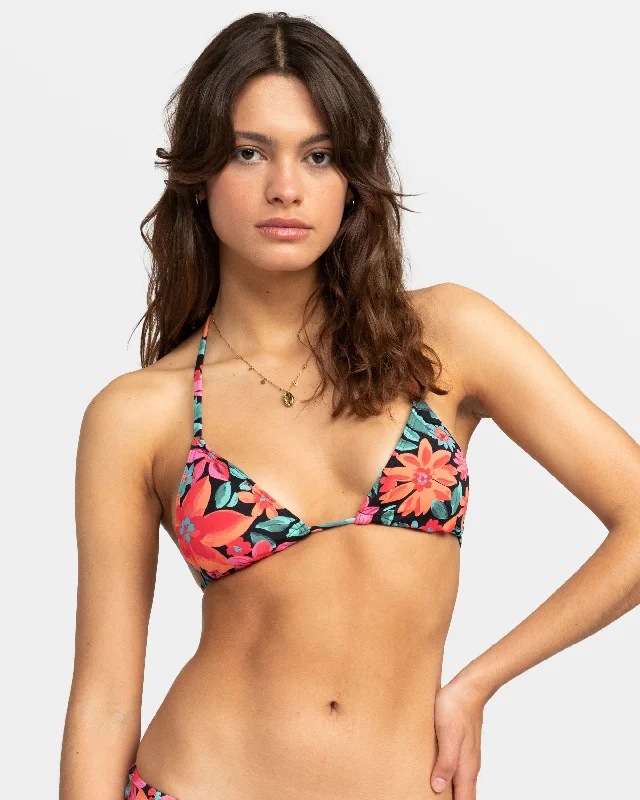 Printed Beach Classics Slide Triangle Bikini Top - Anthracite Floral Fiesta