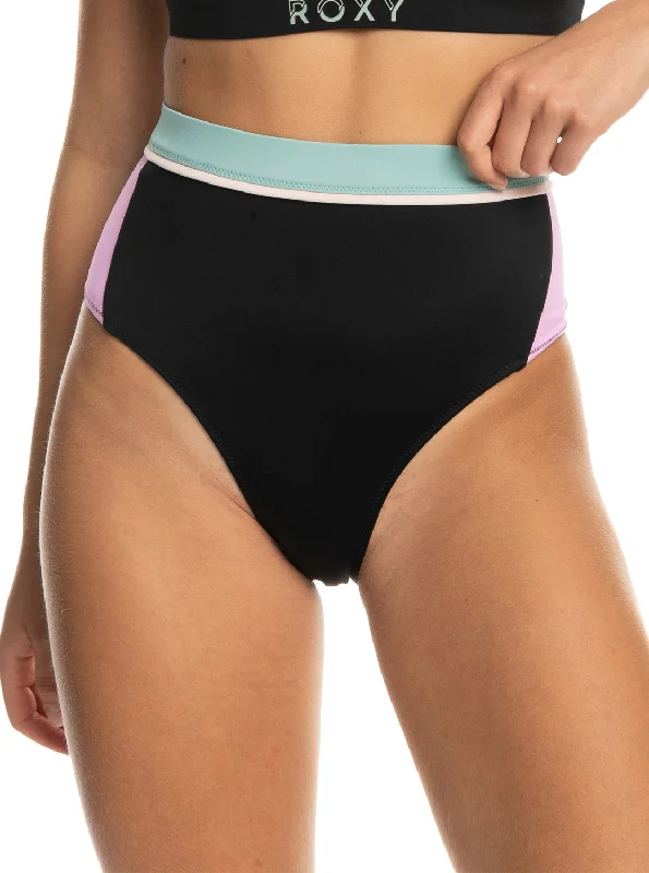 Roxy Active High Waist Bikini Bottoms - Anthracite