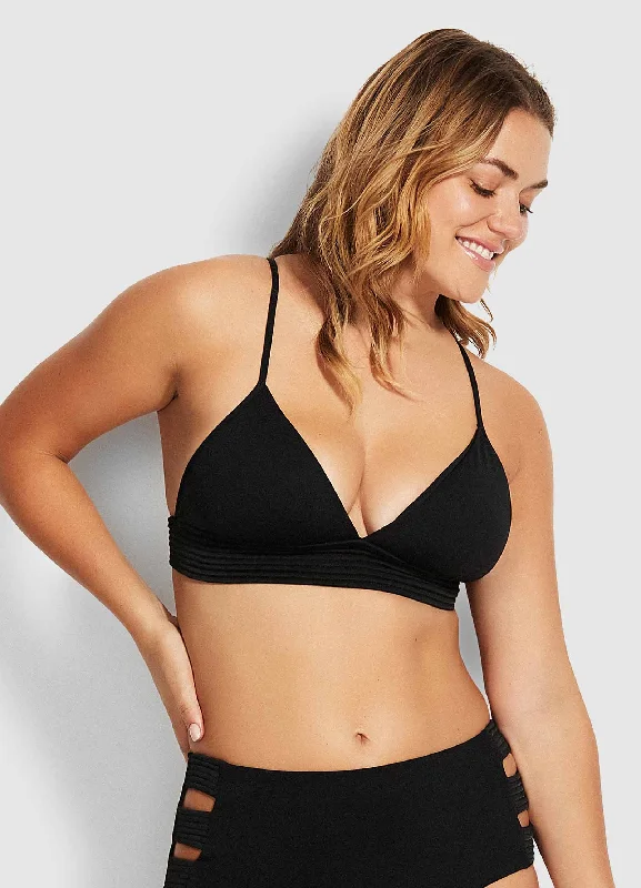 Seafolly Quilted Fixed Tri Bikini Top - Black