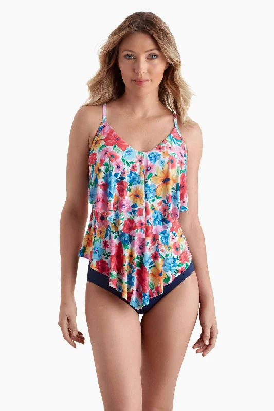 Wallflower V-Neck Double Tiered Tankini Top