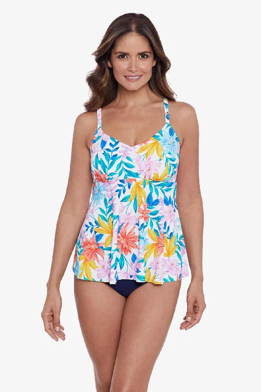 Tropical Breeze V-Neck Tankini Top