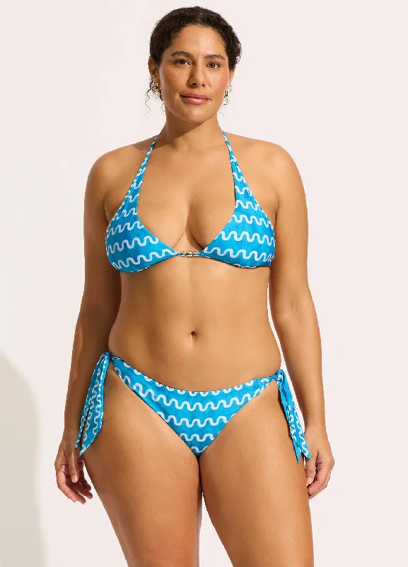 Soundwave Long Line Halter Bikini Top - Turquoise