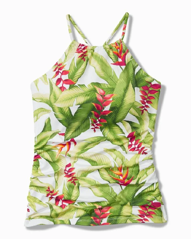 Tommy Bahama Calypso Fronds Hi Neck Tankini Top - White