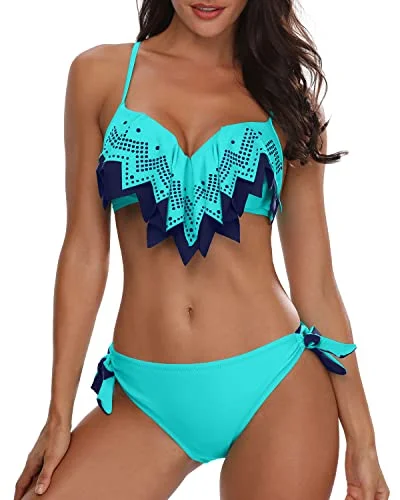 Push Up Underwire Bikini Sets Sexy Bathing Suits For Teen Girls-Aqua